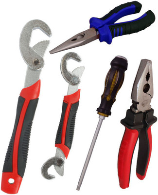 

Asraw Snap N Grip, Plier, Nose Plier & Double Sided Screwdriver Hand Tool Kit(4 Tools), Multicolor