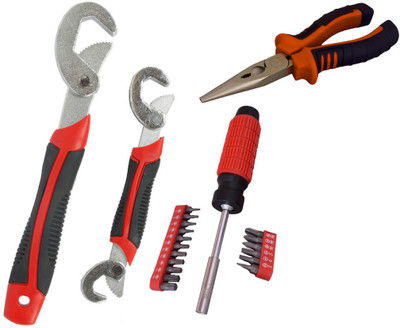 

Asraw Snap N Grip, Nose Plier & 18PC Screwdriver Set Hand Tool Kit(3 Tools), Multicolor