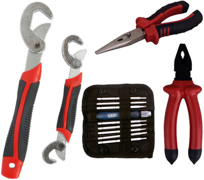 

Asraw Snap N Grip, Plier, Nose Plier & Screwdriver Set Hand Tool Kit(4 Tools), Multicolor