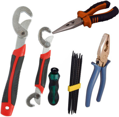 

Asraw Snap N Grip, Plier, Nose Plier & Screwdriver Set Hand Tool Kit(4 Tools), Multicolor