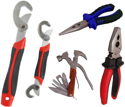

Asraw Snap N Grip, Plier, Nose Plier & Multi Hammer Hand Tool Kit(4 Tools), Multicolor