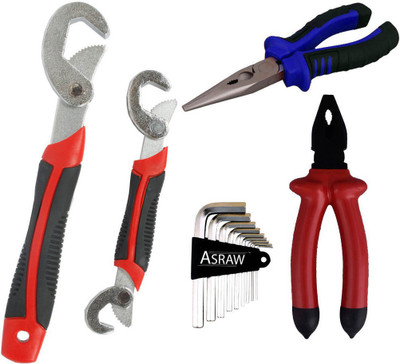 

Asraw Snap N Grip, Plier, Nose Plier & Allen key Hand Tool Kit(4 Tools), Multicolor