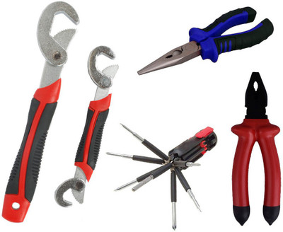 

Asraw Snap N Grip, Plier, Nose Plier & 8in1 Screwdriver Set Hand Tool Kit(4 Tools), Multicolor
