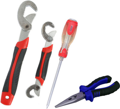 Asraw Snap N Grip, Nose Plier & Double Sided Screwdriver Hand Tool Kit(3 Tools), Multicolor