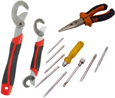 

Asraw Snap N Grip, Nose Plier & Screwdriver Set Hand Tool Kit(3 Tools), Multicolor