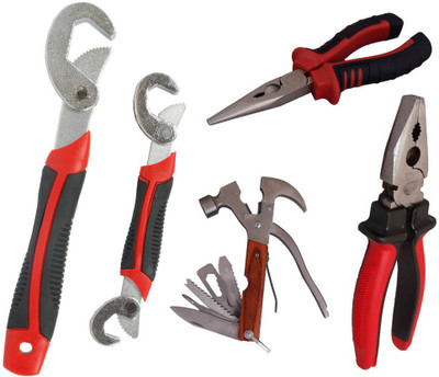 

Asraw Snap N Grip, Plier, Nose Plier & Multi Hammer Hand Tool Kit(4 Tools), Multicolor