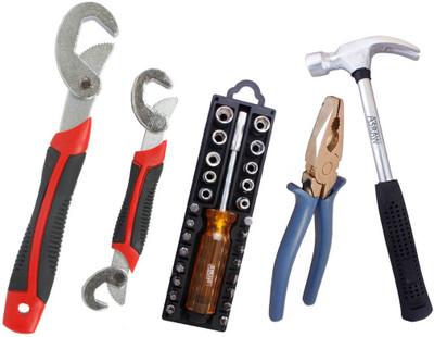 

Asraw Snap N Grip, Plier, 1/2LB Hammer & 28in1 Screwdriver Set Hand Tool Kit(4 Tools), Multicolor