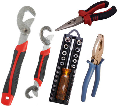 

Asraw Snap N Grip, Plier, Nose Plier & 28in1 Screwdriver Set Hand Tool Kit(4 Tools), Multicolor