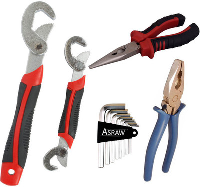 

Asraw Snap N Grip, Plier, Nose Plier & Allen key Hand Tool Kit(4 Tools), Multicolor
