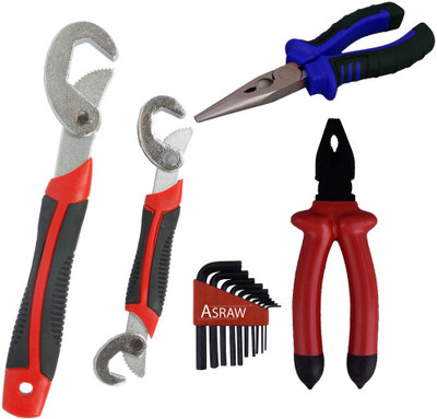 

Asraw Snap N Grip, Plier, Nose Plier & Allen key Hand Tool Kit(4 Tools), Multicolor