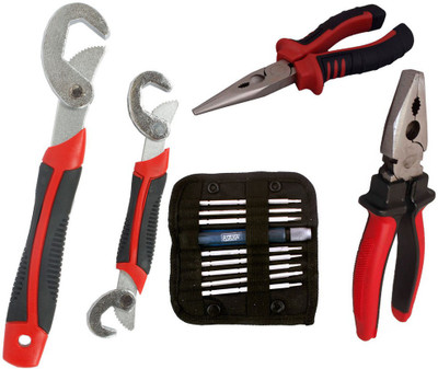

Asraw Snap N Grip, Plier, Nose Plier & Screwdriver Set Hand Tool Kit(4 Tools), Multicolor