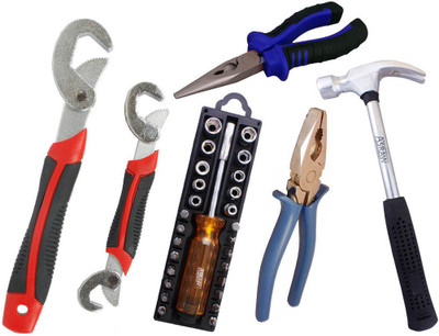

Asraw Snap N Grip, Plier, Nose Plier, 1/2LB Hammer & 28in1 Screwdriver Set Hand Tool Kit(5 Tools), Multicolor