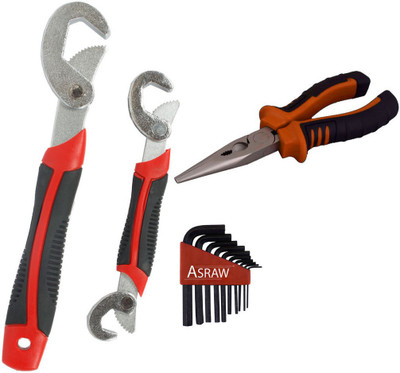 

Asraw Snap N Grip, Nose Plier & Allen key Hand Tool Kit(3 Tools), Multicolor
