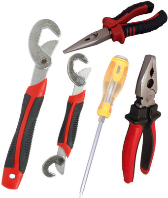 

Asraw Snap N Grip, Plier, Nose Plier & Double Sided Screwdriver Hand Tool Kit(4 Tools), Multicolor