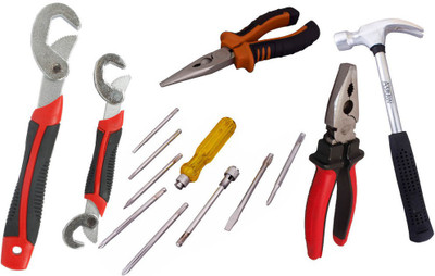 

Asraw Snap N Grip, Plier, Nose Plier, 1/2LB Hammer & Screwdriver Set Hand Tool Kit(5 Tools), Multicolor