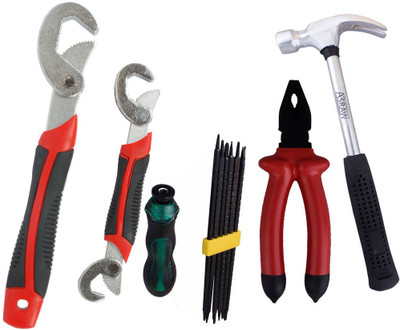 

Asraw Snap N Grip, Plier, 1/2LB Hammer & Screwdriver Set Hand Tool Kit(4 Tools), Multicolor