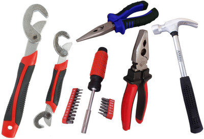 

Asraw Snap N Grip, Plier, Nose Plier, 1/2LB Hammer & 18PC Screwdriver Set Hand Tool Kit(5 Tools), Multicolor