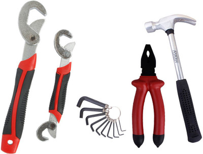 

Asraw Snap N Grip, Plier, 1/2LB Hammer & Allen key Hand Tool Kit(4 Tools), Multicolor