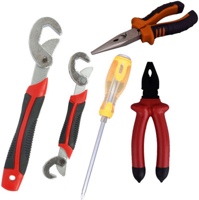 

Asraw Snap N Grip, Plier, Nose Plier & Double Sided Screwdriver Hand Tool Kit(4 Tools), Multicolor