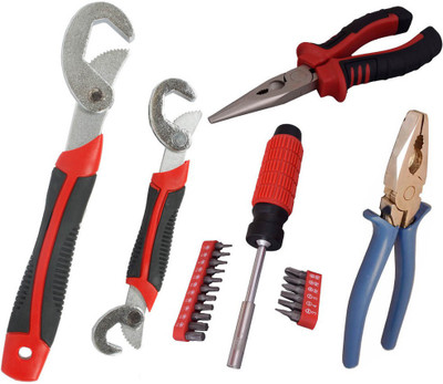 Asraw Snap N Grip, Plier, Nose Plier & 18PC Screwdriver Set Hand Tool Kit(4 Tools), Multicolor