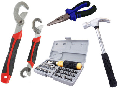 

Asraw Snap N Grip, Nose Plier, 1/2LB Hammer & 41pcs Screwdriver Set Hand Tool Kit(4 Tools), Multicolor