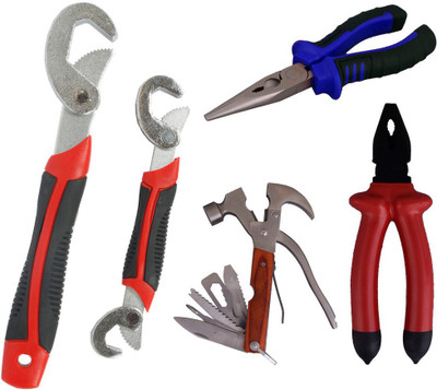 

Asraw Snap N Grip, Plier, Nose Plier & Multi Hammer Hand Tool Kit(4 Tools), Multicolor