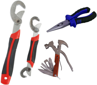 

Asraw Snap N Grip, Nose Plier & Multi Hammer Hand Tool Kit(3 Tools), Multicolor