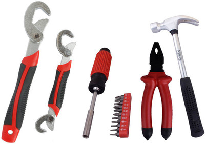

Asraw Snap N Grip, Plier, 1/2LB Hammer & 11PC Screwdriver Set Hand Tool Kit(4 Tools), Multicolor
