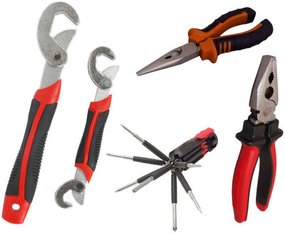 

Asraw Snap N Grip, Plier, Nose Plier & 8in1 Screwdriver Set Hand Tool Kit(4 Tools), Multicolor