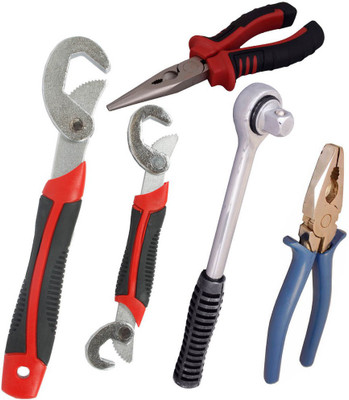 

Asraw Snap N Grip, Plier, Nose Plier & Ratchet Handle Hand Tool Kit(4 Tools), Multicolor