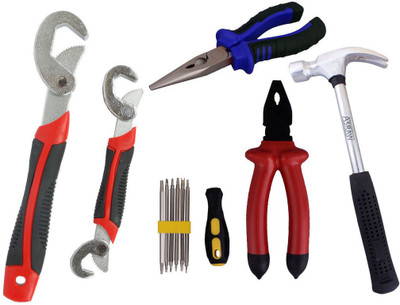 

Asraw Snap N Grip, Plier, Nose Plier, 1/2LB Hammer & Screwdriver Set Hand Tool Kit(5 Tools), Multicolor