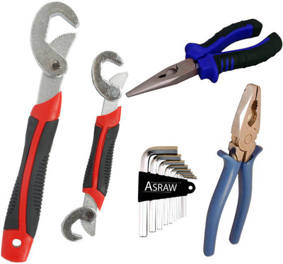 

Asraw Snap N Grip, Plier, Nose Plier & Allen key Hand Tool Kit(4 Tools), Multicolor