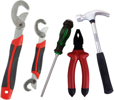

Asraw Snap N Grip, Plier, 1/2LB Hammer & Double Sided Screwdriver Hand Tool Kit(4 Tools), Multicolor
