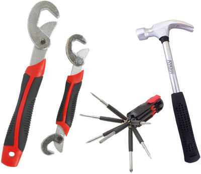 Asraw Snap N Grip, 1/2LB Hammer & 8in1 Screwdriver Set Hand Tool Kit(3 Tools), Multicolor