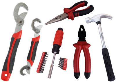 

Asraw Snap N Grip, Plier, Nose Plier, 1/2LB Hammer & 18PC Screwdriver Set Hand Tool Kit(5 Tools), Multicolor