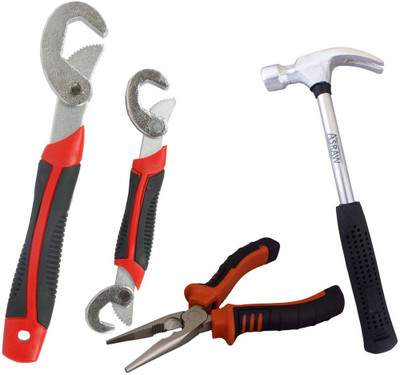 

Asraw Snap N Grip, 1/2LB Hammer & Nose Plier Hand Tool Kit(3 Tools), Multicolor