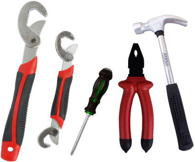 

Asraw Snap N Grip, Plier, 1/2LB Hammer & Double Sided Screwdriver Hand Tool Kit(4 Tools), Multicolor