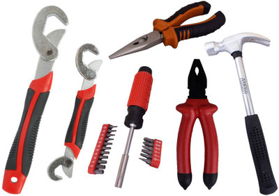 

Asraw Snap N Grip, Plier, Nose Plier, 1/2LB Hammer & 18PC Screwdriver Set Hand Tool Kit(5 Tools), Multicolor