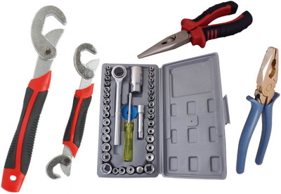 

Asraw Snap N Grip, Plier, Nose Plier & Socket Set Hand Tool Kit(4 Tools), Multicolor