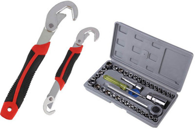 

CRH CRH Multicolour Purpose Double Sided Wrench and 41 Piece Socket Set Hand Tool Kit(43 Tools)