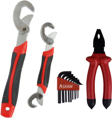 

Asraw Snap N Grip, Plier & Allen key Hand Tool Kit(3 Tools), Multicolor