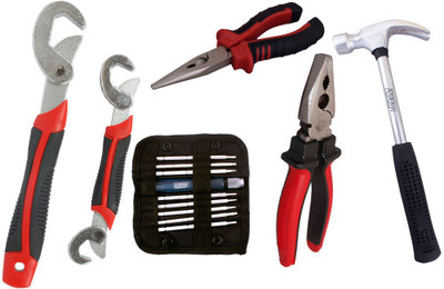

Asraw Snap N Grip, Plier, Nose Plier, 1/2LB Hammer & Screwdriver Set Hand Tool Kit(5 Tools), Multicolor