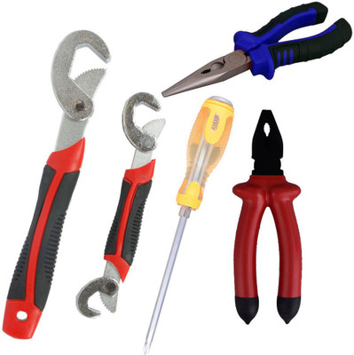 

Asraw Snap N Grip, Plier, Nose Plier & Double Sided Screwdriver Hand Tool Kit(4 Tools), Multicolor