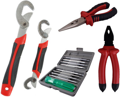 

Asraw Snap N Grip, Plier, Nose Plier & 16in1 Screwdriver Set Hand Tool Kit(4 Tools), Multicolor