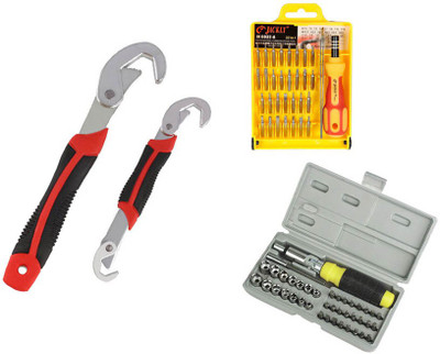 

CRH CRH Multicolour Purpose Double Sided Wrench & 41 Pcs Ratchet Screwdriver Set & Jackly 32 Pcs Combination Screwdriver Set Hand Tool Kit(75 Tools)