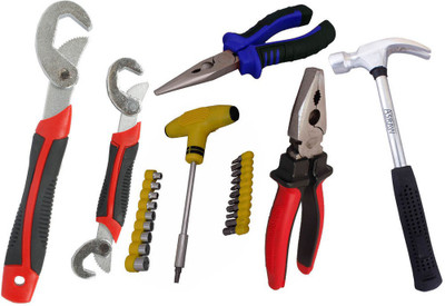 

Asraw Snap N Grip, Plier, Nose Plier, 1/2LB Hammer & Screwdriver Set Hand Tool Kit(5 Tools), Multicolor