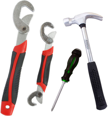 

Asraw Snap N Grip, 1/2LB Hammer & Double Sided Screwdriver Hand Tool Kit(3 Tools), Multicolor