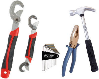 

Asraw Snap N Grip, Plier, 1/2LB Hammer & Allen key Hand Tool Kit(4 Tools), Multicolor