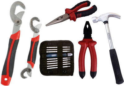 

Asraw Snap N Grip, Plier, Nose Plier, 1/2LB Hammer & Screwdriver Set Hand Tool Kit(5 Tools), Multicolor