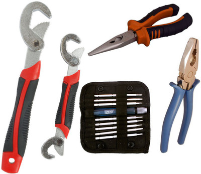 

Asraw Snap N Grip, Plier, Nose Plier & Screwdriver Set Hand Tool Kit(4 Tools), Multicolor